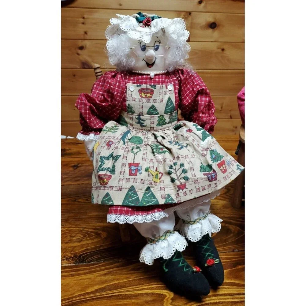 Vintage Santa Claus in chair And Mrs. Claus in rocking chair Christmas